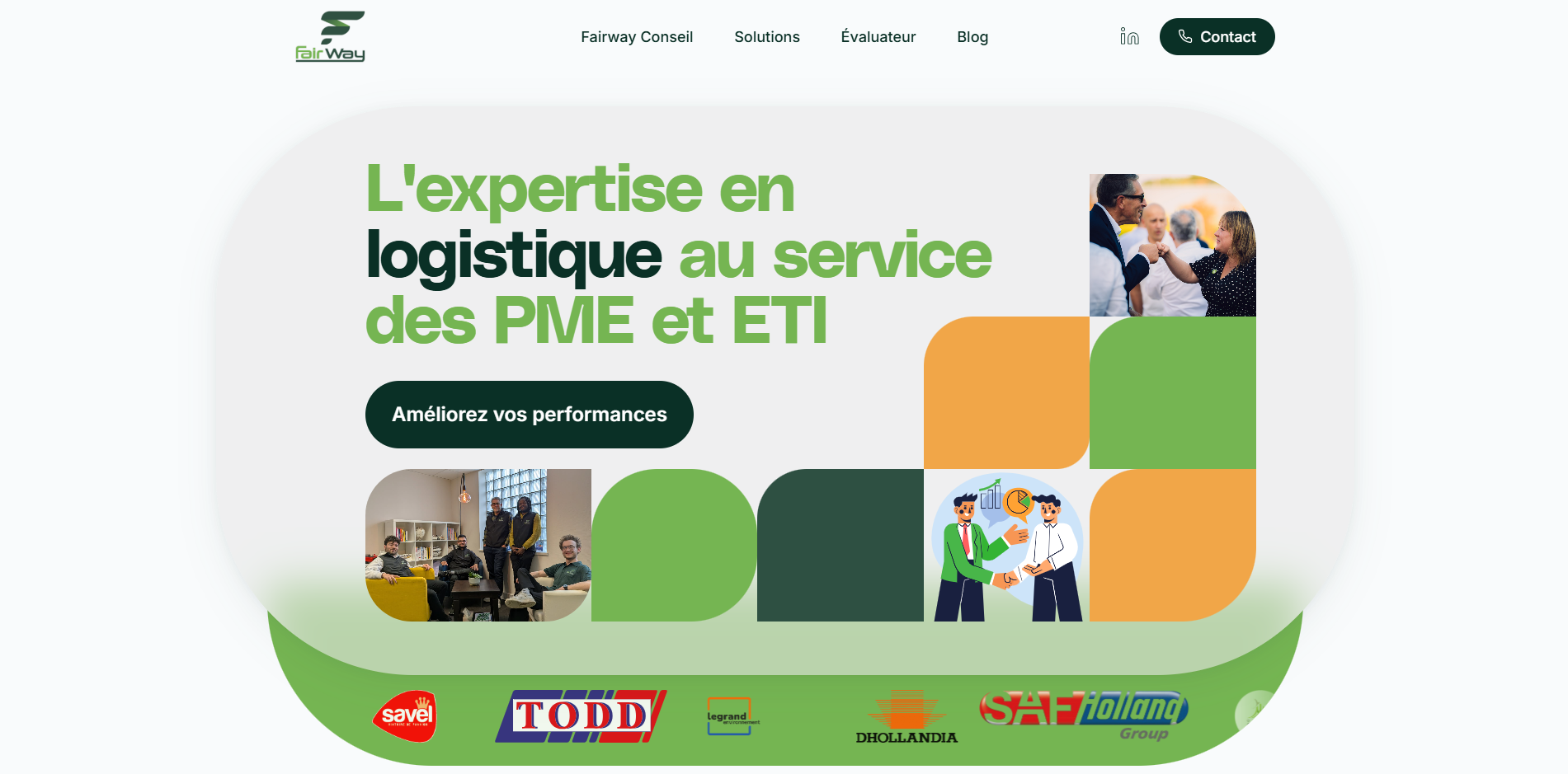 La page d'accueil de la vitrine Fairway
