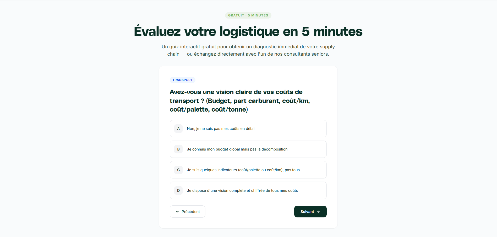 L'Évaluateur, diagnostic de maturité logistique en ligne